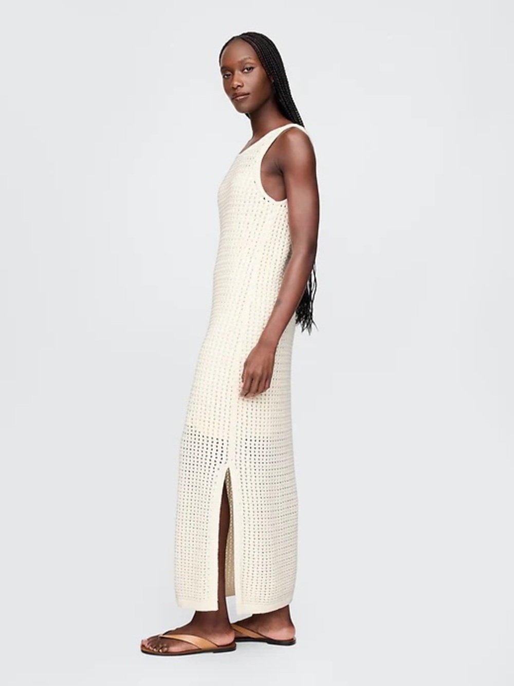 NWT Gap Crochet Cream Maxi Tank Dress sleeveless Resort Beach Boho Xl Tall